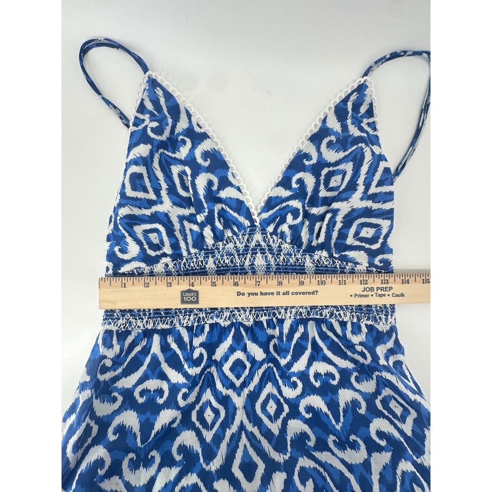 Alice + Olivia Imogene Blue Ikat Tiered Cotton Maxi Dress Size 10 Wedding Guest - Picture 5 of 16